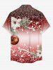 Chemise grande taille pour homme avec imprimé ombré de boules de Noël, flocons de neige, fleurs et branches, et poche boutonnée. - Rouge XL