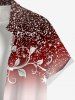 Plus Size Christmas Ball Snowflake Flower Branch Print Ombre Button Pocket Shirt For Men -  