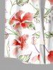 Plus Size Hibiscus Flowers Leaf Print Buttons Pocket Hawaii Shirt For Men -  