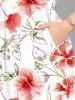 Robe mi-longue hawaïenne fendue à imprimé feuilles et fleurs d'hibiscus grande taille - Blanc XS
