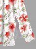 Robe mi-longue hawaïenne fendue à imprimé feuilles et fleurs d'hibiscus grande taille - Blanc XS