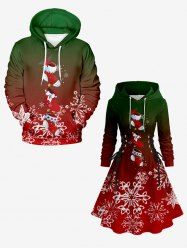 Bas de Noël à imprimé flocon de neige ombré, tenue assortie grande taille pour couples - Rouge Vineux 