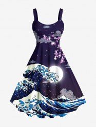 Robe débardeur hawaïenne grande taille à imprimé vagues, lune et nuages - Concorde 5X