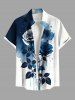 Ensemble de plage hawaïen assorti pour couples, imprimé aquarelle rose et feuilles, grandes tailles - Bleu 