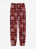 Men's Christmas Snowman Snowflake Print Plus Size Matching Pajama Set -  