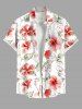 Ensemble de plage hawaïen assorti grande taille à imprimé feuilles d'hibiscus pour couples - Blanc 