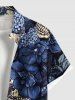 Ensemble de plage hawaïen assorti grande taille à imprimé fleurs et crânes pour couples - Bleu 