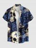 Ensemble de plage hawaïen assorti grande taille à imprimé fleurs et crânes pour couples - Bleu 