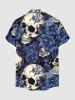 Ensemble de plage hawaïen assorti grande taille à imprimé fleurs et crânes pour couples - Bleu 