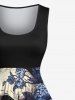 Ensemble de plage hawaïen assorti grande taille à imprimé fleurs et crânes pour couples - Bleu 
