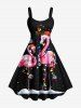 Christmas Light Hat Flamingo Snowflake Print Plus Size Matching Outfit For Couples -  