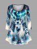 Christmas Tree Elk Galaxy Glitter 3D Print Plus Size Matching Set -  