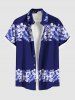 Ensemble de plage hawaïen assorti pour couples, imprimé feuilles tropicales et fleurs d'hibiscus, grandes tailles - Bleu 