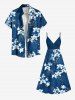 Tropical Flowers Leaf Print Plus Size Matching Hawaii Beach Outfit For Couples -  