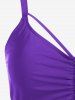 Plus Size Gothic Rose Skulls Printed Ruched Padded Tankini Set Swimsuit -  