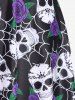 Plus Size Gothic Rose Skulls Printed Ruched Padded Tankini Set Swimsuit -  