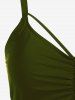 Plus Size Gothic Rose Skulls Printed Ruched Padded Tankini Set Swimsuit -  