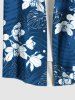 Plus Size Tropical Flowers Leaf Print Buttons Pocket Hawaii Shirt For Men -  