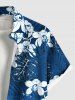Plus Size Tropical Flowers Leaf Print Buttons Pocket Hawaii Shirt For Men -  