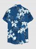 Plus Size Tropical Flowers Leaf Print Buttons Pocket Hawaii Shirt For Men -  