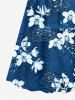 Plus Size Tropical Flowers Leaf Print Surplice Hawaii Cami Dress -  