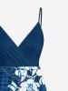 Robe cache-cœur hawaïenne à imprimé de fleurs tropicales et de feuilles, grande taille - Bleu 3X