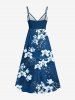 Robe cache-cœur hawaïenne à imprimé de fleurs tropicales et de feuilles, grande taille - Bleu 3X