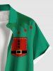 Plus Size Christmas Elf Santa Claus Print Buttons Pocket Shirt For Men -  