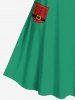 Plus Size Christmas Elf Santa Claus Bowknot Print Vintage Dress -  