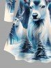 Plus Size Christmas Tree Elk Galaxy Glitter 3D Print Long Sleeves T-shirt -  