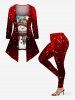 Plus Size Christmas Snowflake Snowman Glitter Stars Print Patchwork Long Sleeves 2 in 1 Women T-shirt -  