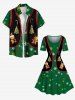 Robe trapèze imprimée avec motif sapin de Noël, pain d'épice et flocons de neige - Vert 4X