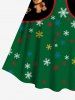 Robe trapèze imprimée avec motif sapin de Noël, pain d'épice et flocons de neige - Vert 4X