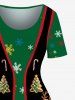 Robe trapèze imprimée avec motif sapin de Noël, pain d'épice et flocons de neige - Vert 4X