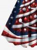 Plus Size Christmas Tree Ball Striped Candy Print A Line Dress -  