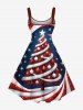 Plus Size Christmas Tree Ball Striped Candy Print A Line Dress -  