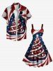 Plus Size Christmas Tree Ball Striped Candy Print A Line Dress -  