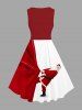 Plus Size Christmas Santa Claus Pulling Print Vintage Swing A Line Dress - Rouge XXS