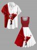 Plus Size Christmas Santa Claus Pulling Print Vintage Swing A Line Dress - Rouge XXS