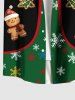 Chemise à motif gilet imprimé sapin de Noël, pain d'épice et flocons de neige pour hommes, grandes tailles - Vert 4XL