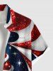 Chemise à poches boutonnées grande taille pour homme, imprimée de bonbons et de boules de Noël rayées - Rouge 4XL