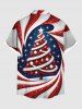 Chemise à poches boutonnées grande taille pour homme, imprimée de bonbons et de boules de Noël rayées - Rouge 4XL