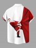 Plus Size Christmas Santa Claus Pulling Print Button Pocket Shirt For Men -  