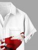 Plus Size Christmas Santa Claus Pulling Print Button Pocket Shirt For Men -  