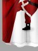 Plus Size Christmas Santa Claus Pulling Print Button Pocket Shirt For Men -  