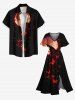 Plus Size Moon Butterfly Print Split Hawaii Midi Dress - Noir XXS
