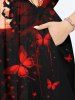 Plus Size Moon Butterfly Print Split Hawaii Midi Dress - Noir XXS
