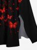 Plus Size Moon Butterfly Print Split Hawaii Midi Dress - Noir XXS
