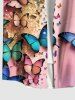 Plus Size Butterfly Ombre Print Buttons Pocket Hawaii Shirt For Men -  