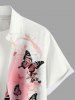 Chemise hawaïenne grande taille pour homme, imprimée Tour Eiffel, papillons et fleurs, boutons et poche. - Blanc 6XL